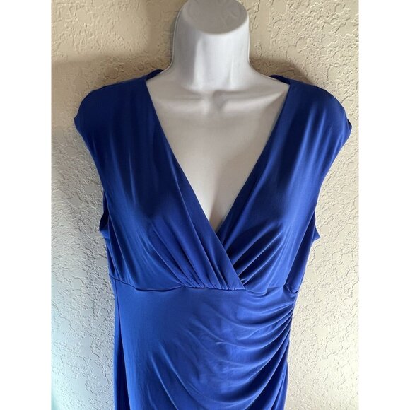 Lauren Ralph Lauren Evening Maxi Dress Womens 12 Navy Blue Draped Neck NEW NWT - Picture 6 of 14